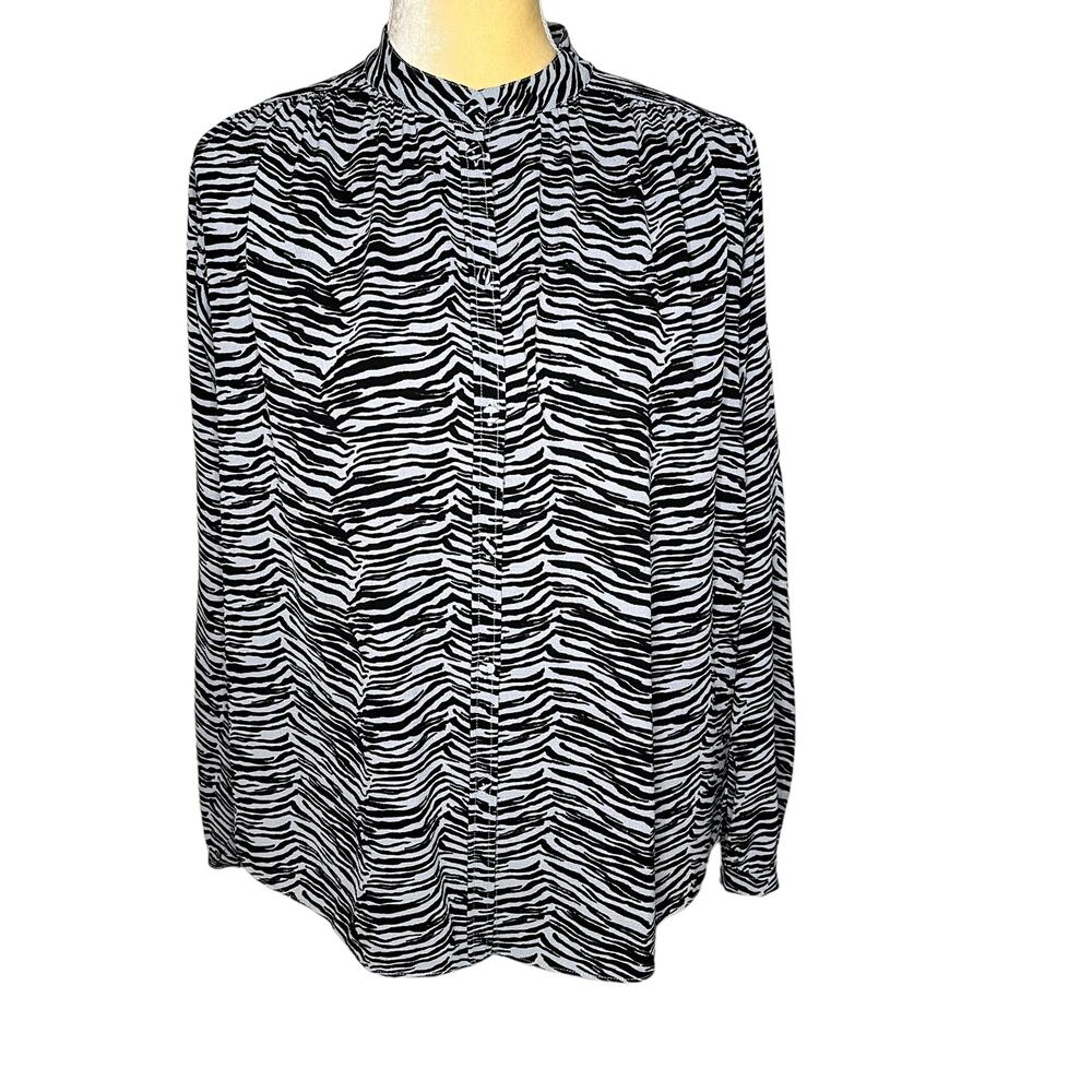 Rebecca Taylor LA VIE Mini Tiger Animal Print Blouse Top Size Medium